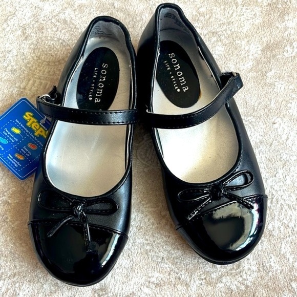 Brand New Set of 2 Pairs of Black Flats Toddler Girls Mary Jane Slip On Shoes - Picture 3 of 14